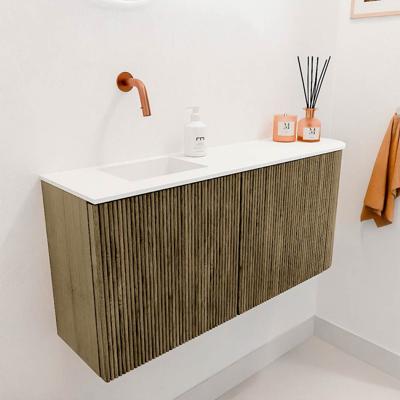 Toiletmeubel Mondiaz Joya | 91.6 cm | Meubelkleur Dusk | Faye wastafel Talc Links | Zonder kraangat(en)