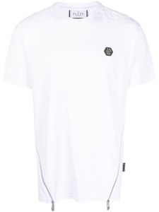 Philipp Plein logo-patch zip-detailing T-shirt - Blanc