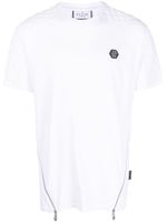 Philipp Plein logo-patch zip-detailing T-shirt - Blanc