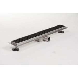 Brauer Douchegoot - 180x7x6.7cm - ondiepe vloerflens - zijuitloop - RVS - mat zwart sw6724/sw242159