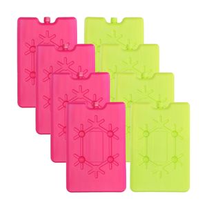 Voordeelset van 8x koelelementen groen/roze 200 ML en 11 x 16 cm