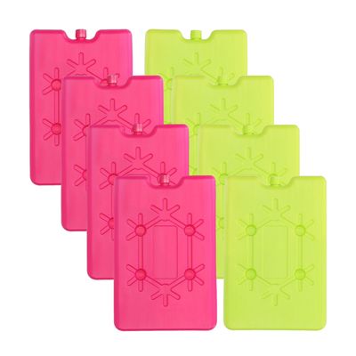 Voordeelset van 8x koelelementen groen/roze 200 ML en 11 x 16 cm