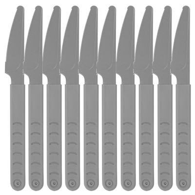 Messen - 30x stuks - grijs - kunststof - 18 cm - herbruikbaar