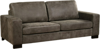 Donkergrijze leren moderne 3-zitsbank Enjoy - poot hout bruin - Kenia Leer Antracite (donkergrijs leer)