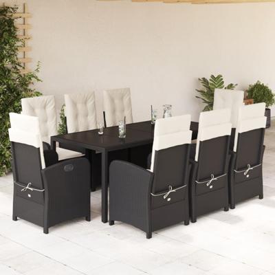 9-delige Tuinset poly rattan zwart
