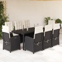 9-delige Tuinset poly rattan zwart