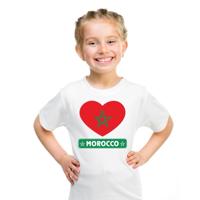 Marokko Supporters t-shirt - kinderen - hartjes vlag - wit - korte mouwen - sport - kleding