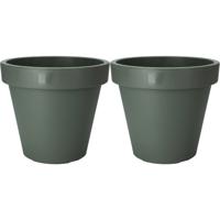 Pro Garden Plantenpot/bloempot - 2x - Tuin buiten - kunststof - donkergroen - D50 cm