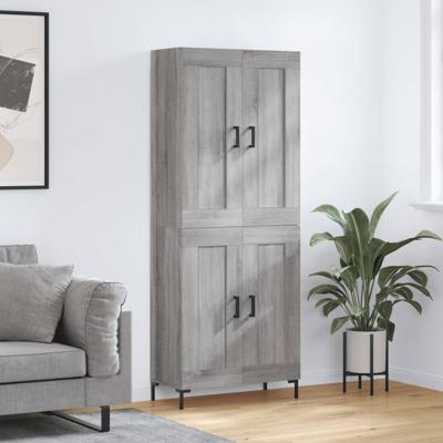Hoge kast 69,5x34x180 cm bewerkt hout grijs sonoma eikenkleurig