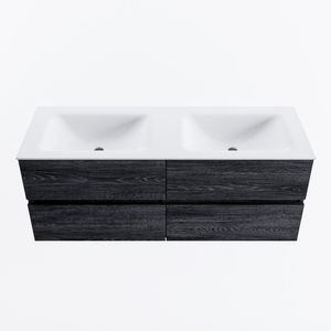MONDIAZ VICA 130cm badmeubel onderkast Antracite 4 lades. Wastafel CLOUD dubbel 2 kraangaten, kleur Talc.