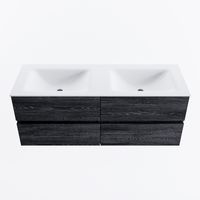 MONDIAZ VICA 130cm badmeubel onderkast Antracite 4 lades. Wastafel CLOUD dubbel 2 kraangaten, kleur Talc.