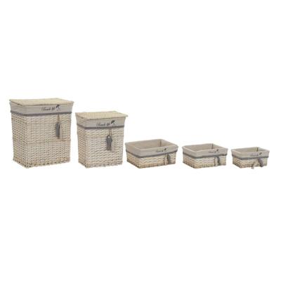 Basket spelset DKD Home Decor Blauw Beige Spiralen Mediterrane 47 x 35 x 56 cm 5 Onderdelen