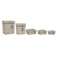 Basket spelset DKD Home Decor Blauw Beige Spiralen Mediterrane 47 x 35 x 56 cm 5 Onderdelen