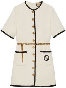 Gucci robe en tweed Retro à coupe courte - Blanc