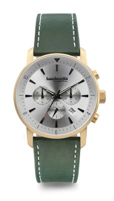 Lambretta Imola 44 Racing Leather Gold Silver Green 2195SIL