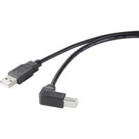 Renkforce USB-kabel USB 2.0 USB-A stekker, USB-B stekker 0.5 m Zwart 90° haaks naar onder RF-4613068 - thumbnail