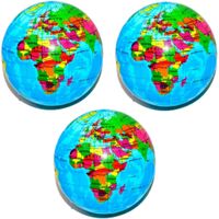 Stressbal - 5x - wereldbol/globe - foam - 6 cm - antistress