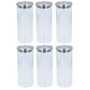 6x Glazen voorraadpot / snoeppot 1500 ml