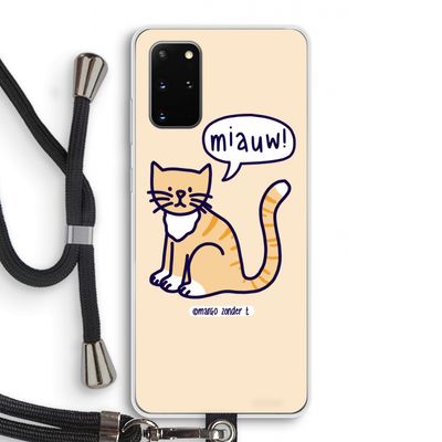 Miauw: Samsung Galaxy S20 Plus Transparant Hoesje met koord