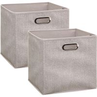 Set van 4x stuks opbergmand/kastmand 29 liter beige linnen 31 x 31 x 31 cm