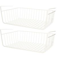 Urban Living Kastmandje - 3x - opberg/hang mandjes - rvs - wit - 40 x 25 x 14 cm