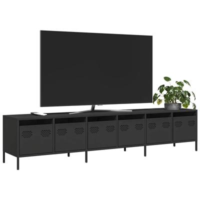 Tv-meubel 202x39x43,5 cm koudgewalst staal zwart