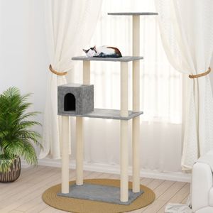 VidaXL Kattenkrabpaal met sisal krabpalen 147 cm lichtgrijs