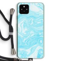 Waterverf blauw: Pixel 5a 5G Transparant Hoesje met koord