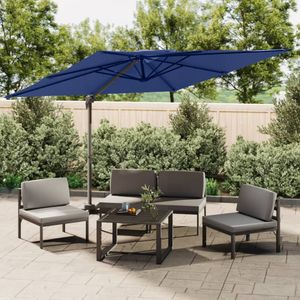 Zweefparasol met dubbel dak 300x300 cm azuurblauw