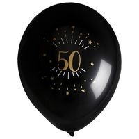 Verjaardag leeftijd ballonnen 50 jaar - 8x - zwart/goud - 23 cm - Abraham/Sarah feestartikelen - thumbnail