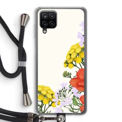 Wilde bloemen: Samsung Galaxy A12 Transparant Hoesje met koord