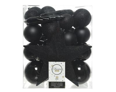 Kerstboomversiering Mix 33 st. - Zwart - Decoris