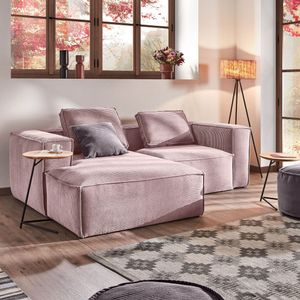 Kave Home Loungebank 'Blok' Rib, Links 240cm, kleur Roze