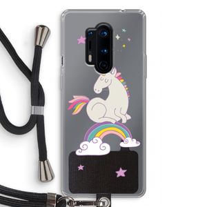 Regenboog eenhoorn: OnePlus 8 Pro Transparant Hoesje met koord