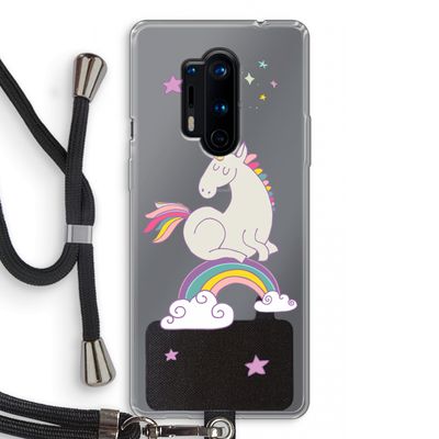 Regenboog eenhoorn: OnePlus 8 Pro Transparant Hoesje met koord