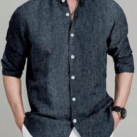 Bon&Bon Men's Stand Collar Long Sleeve Shirt - Dark Grey Casual Top Grey / S