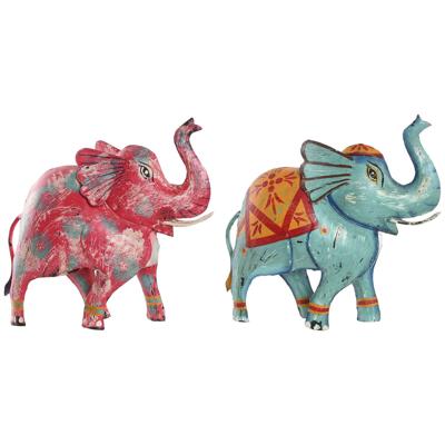 Decoratieve figuren Home ESPRIT Blauw Fuchsia 40 x 12 x 40 cm (2 Stuks)