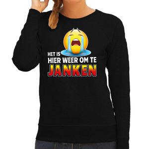 Funny emoticon sweater Het is hier weer om te janken zwart dames