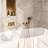 Brauer Gold Edition thermostatische inbouw badkraan met uitloop en 3 standen handdouche set 4 messing geborsteld PVD - thumbnail