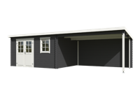 Blokhut met overkapping Aida 760x275 Carbon Grey-Wit - Outdoor life