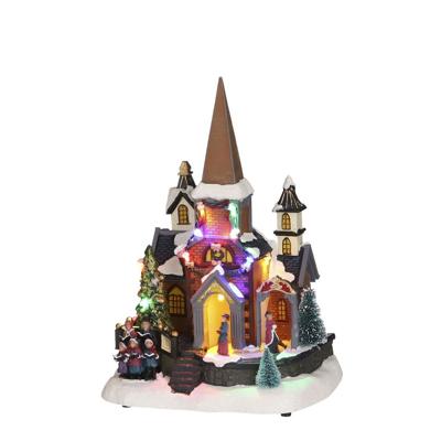 Church with choir battery operated - l19xw15xh27,5cm - Luville