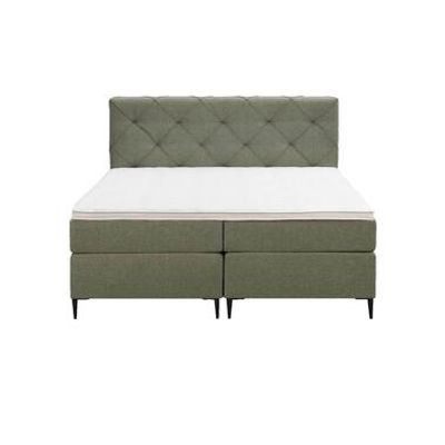 Boxspring Liv geruit - groen - 160x200 cm - slanke poot - Leen Bakker