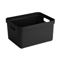 Zwarte opbergboxen/opbergmanden 32 liter kunststof - thumbnail