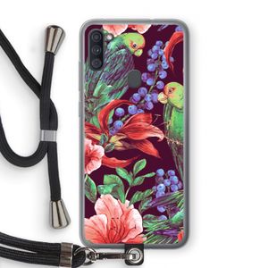Papegaaien: Samsung Galaxy A11 Transparant Hoesje met koord