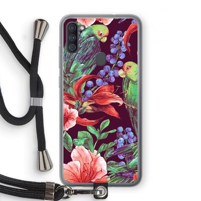 Papegaaien: Samsung Galaxy A11 Transparant Hoesje met koord