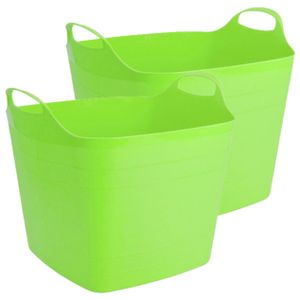 2x stuks flexibele kuip emmer/wasmand vierkant groen 40 liter