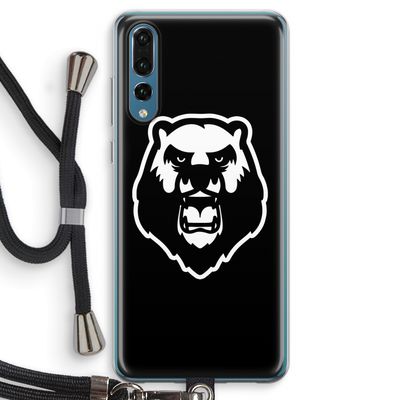 Angry Bear (black): Huawei P20 Pro Transparant Hoesje met koord