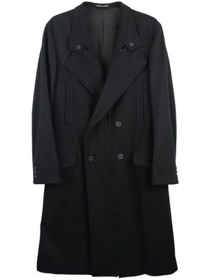 Yohji Yamamoto manteau en laine à boutonnière croisée - Noir