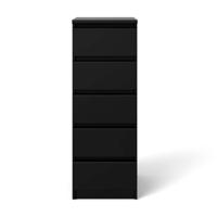 Leen Bakker - Ladekast Naia - 5 Lades - Mat - 111,3x40,2x50 Cm - Spaanplaat - Zwart - 40.2x111.3x50 Cm