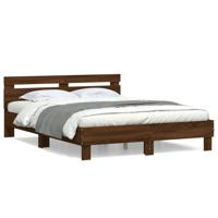 Bedframe met hoofdeinde bewerkt hout bruineikenkleur 140x200 cm